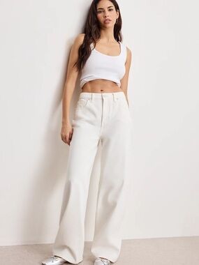 Wide Leg White Cloud GOOD AMERICAN Jeans - Women's High-Rise Casual Pants